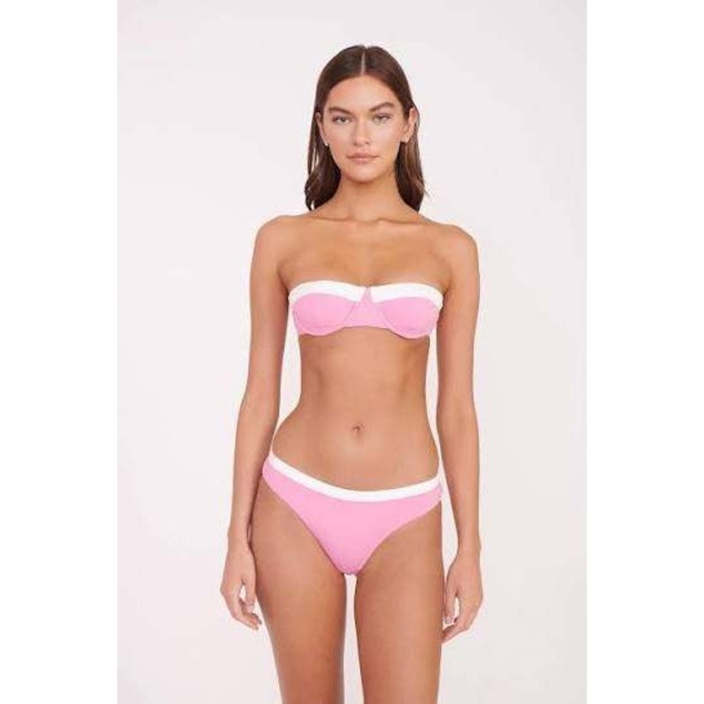 Staud Pink White Colorblock Underwire Bikini Set Size Med-bottom, Small top